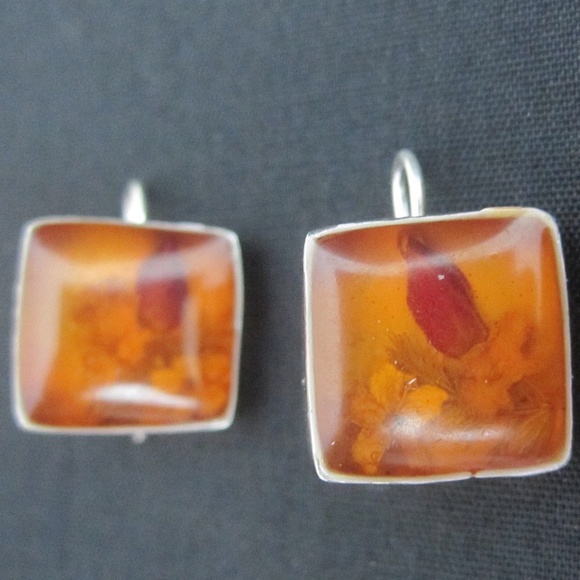 AMBER FLOWER EARRINGS Jewelry - AMBER FLOWER 925 sterling silver earrings Mexico